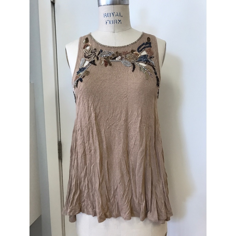 AKEMI + KIN TAN BEJEWLED TANK SIZE SMALL